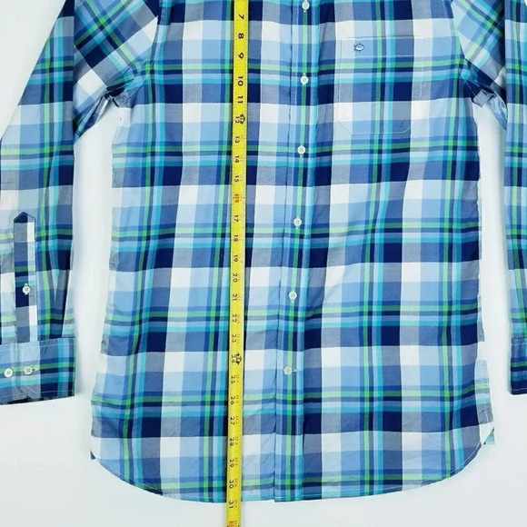 Southern Tide Small Classic Fit Men's Embroidered Pocket Logo Blue Plaid Cotton - Picture 5 of 9